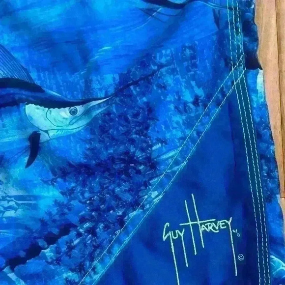 Guy Harvey Legend Marlins Camo Board Short in Royal Blue size 36 - Picture 2 of 6